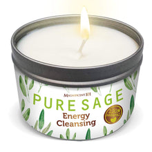 Load image into Gallery viewer, MAGNIFICENT101 Pure White Sage Smudge Candle for House Energy Cleansing, Banishes Negative Energy I Purification and Chakra Healing - Natural Soy Wax Tin Candle (Pure White Sage, 6 oz)