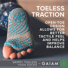 Load image into Gallery viewer, Gaiam Yoga Socks - Toeless Grippy Non Slip Sticky Grip Accessories for Women & Men