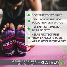 Load image into Gallery viewer, Gaiam Yoga Socks - Toeless Grippy Non Slip Sticky Grip Accessories for Women & Men