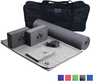 Yoga Set Kit 7-Piece 1 Yoga Mat, Yoga Mat Towel, 2 Yoga Blocks, Yoga Strap, Yoga Hand Towel, Free Carry Case for Exercises Yogis and Mom