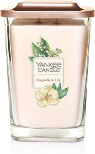 Yankee Candle Elevation Collection with Platform Lid Magnolia & Lily Scented Candle, Large 2-Wick, 80 Hour Burn Time
