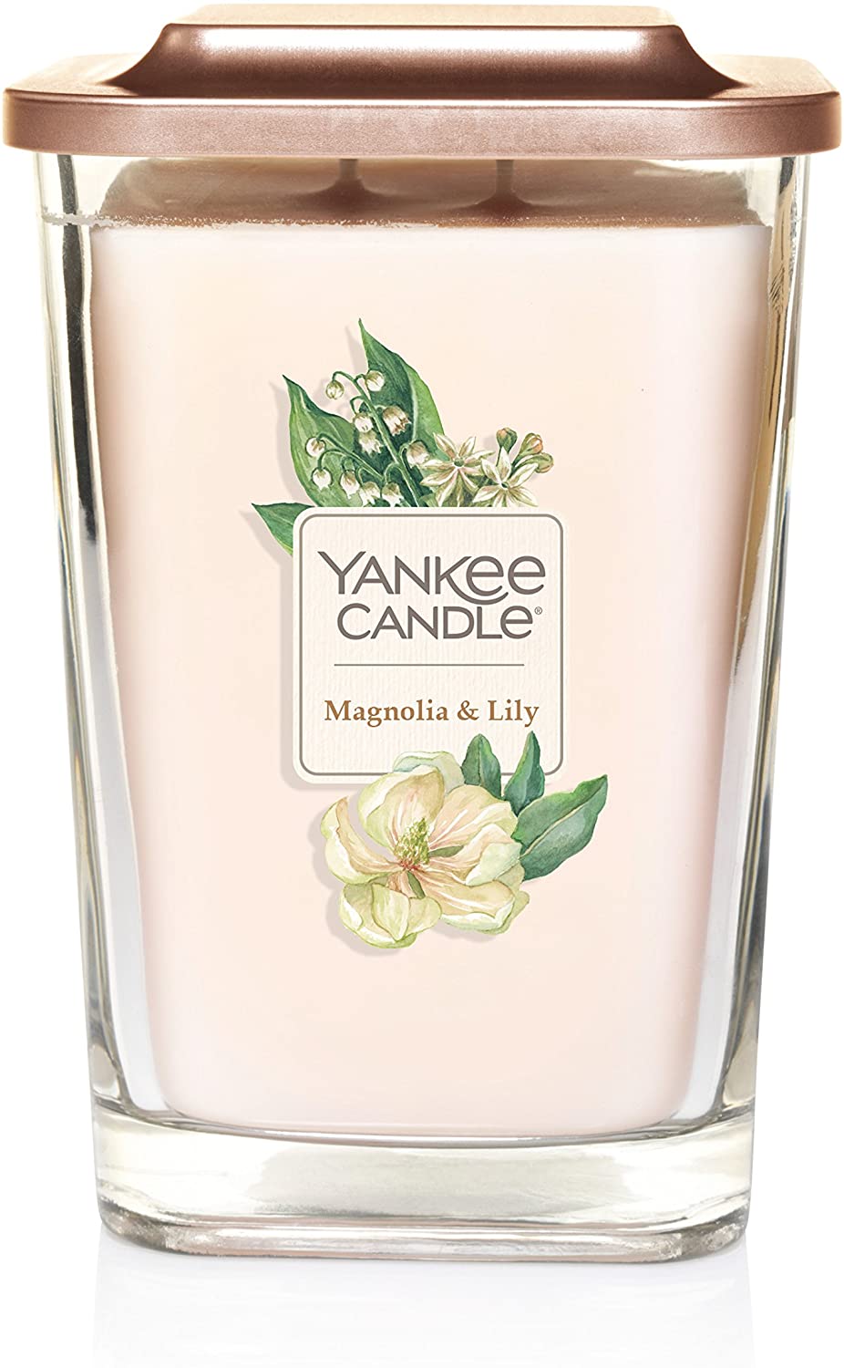 Yankee Candle Elevation Collection with Platform Lid Magnolia & Lily Scented Candle, Large 2-Wick, 80 Hour Burn Time