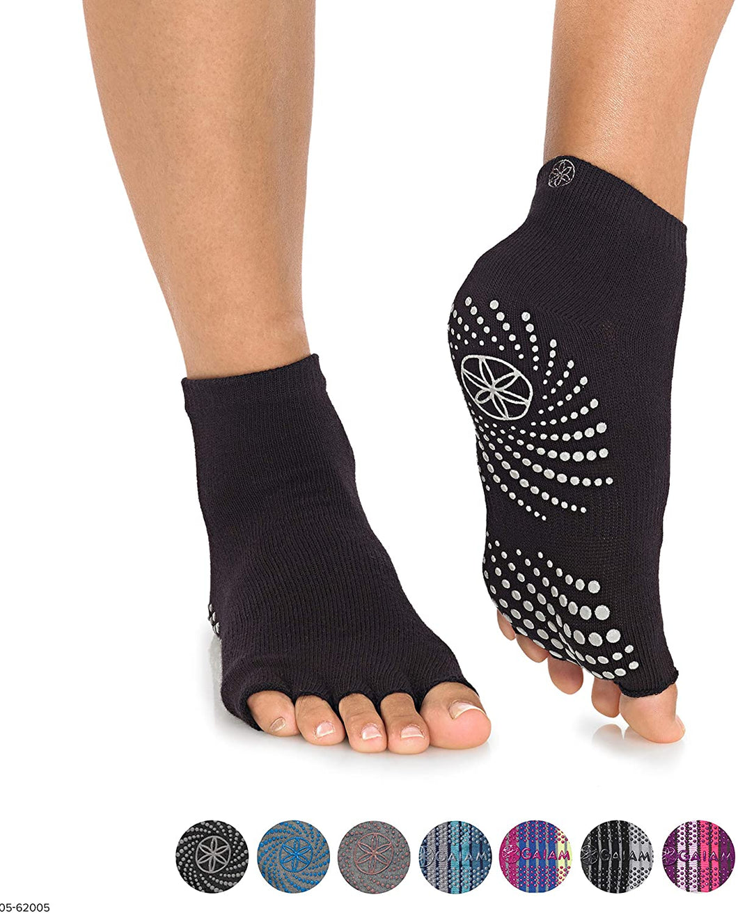 Gaiam Yoga Socks - Toeless Grippy Non Slip Sticky Grip Accessories for Women & Men